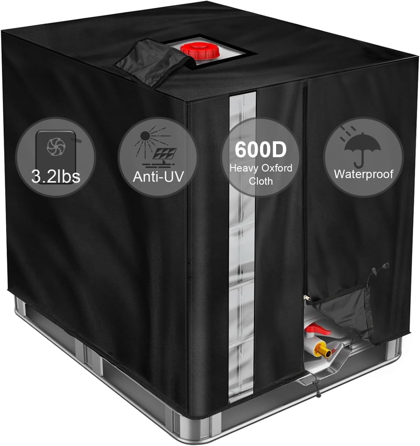 IBC container tote tank cover waterproof 1000L water rain barrel Sun Protective Oxford 600D window
