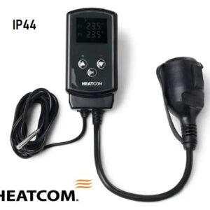 Niiskuskindel termostaat temperatuuri regulaator pistikupessa IP44 Heatcom HC200 tolmukindel pistikuga pistikupesasse veekindel õue pistikupesa