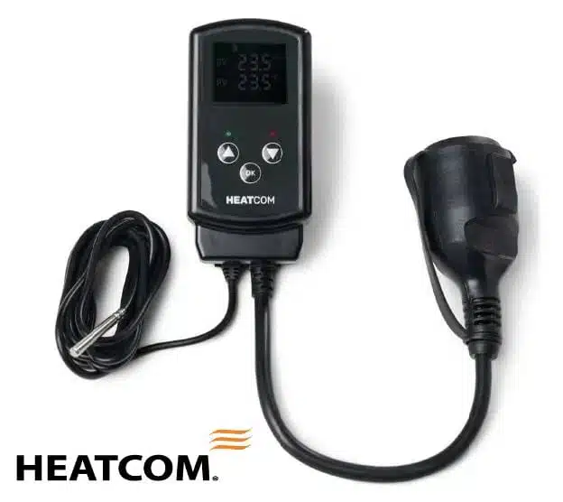 Niiskuskindel termostaat temperatuuri regulaator pistikupessa IP44 Heatcom HC200 taimeriga tolmukindel pistikuga pistikupesasse kosteudenkestävä termostaatti ulkokäyttöön