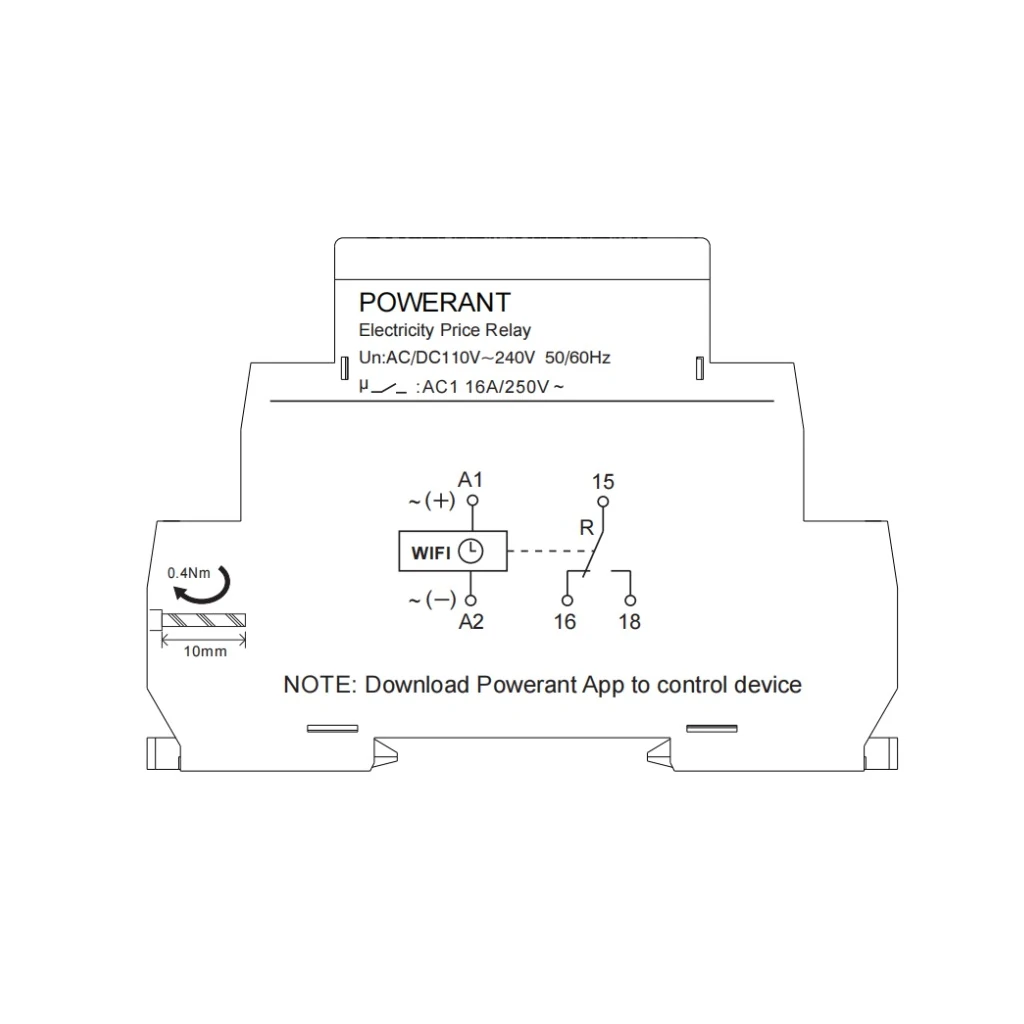 DIN bėgelio relė 16A WiFi