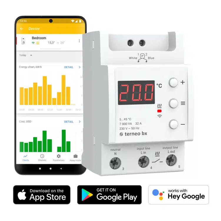 kilbi wifi termostaat Terneo bx põrandakütte wifi termostaatti din kiskoon Din rail thermostat