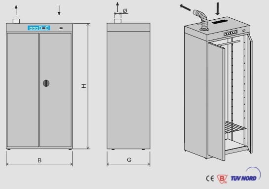 Riiete kuivatuskapp riiete kuivatuskapp tööriietele kuivatuskapid lasteaeda IZOTERMA kuivati