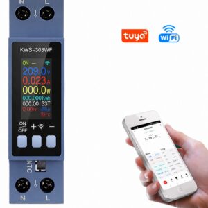 Nutikas ühefaasiline WiFi voolumõõtja ja pingerelee KWS-303WF DIN-liistule. Reaalajas monitooring, distantsjuhtimine ja ülepingekaitse energiaarvesti 1F moodularvesti